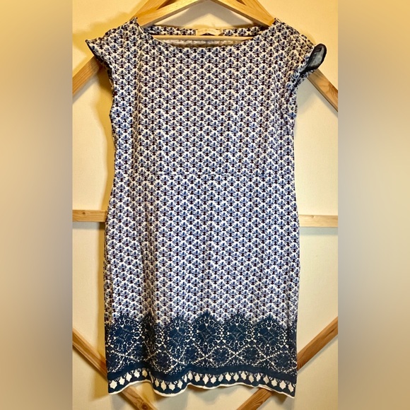 Tory Burch Jamie Castillo Printed Sheath Dress Sz L - Picture 2 of 4